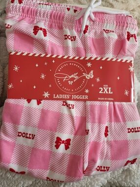 Dollcake Pink and Red Plaid Ladies' Jogger Pajama Bottoms